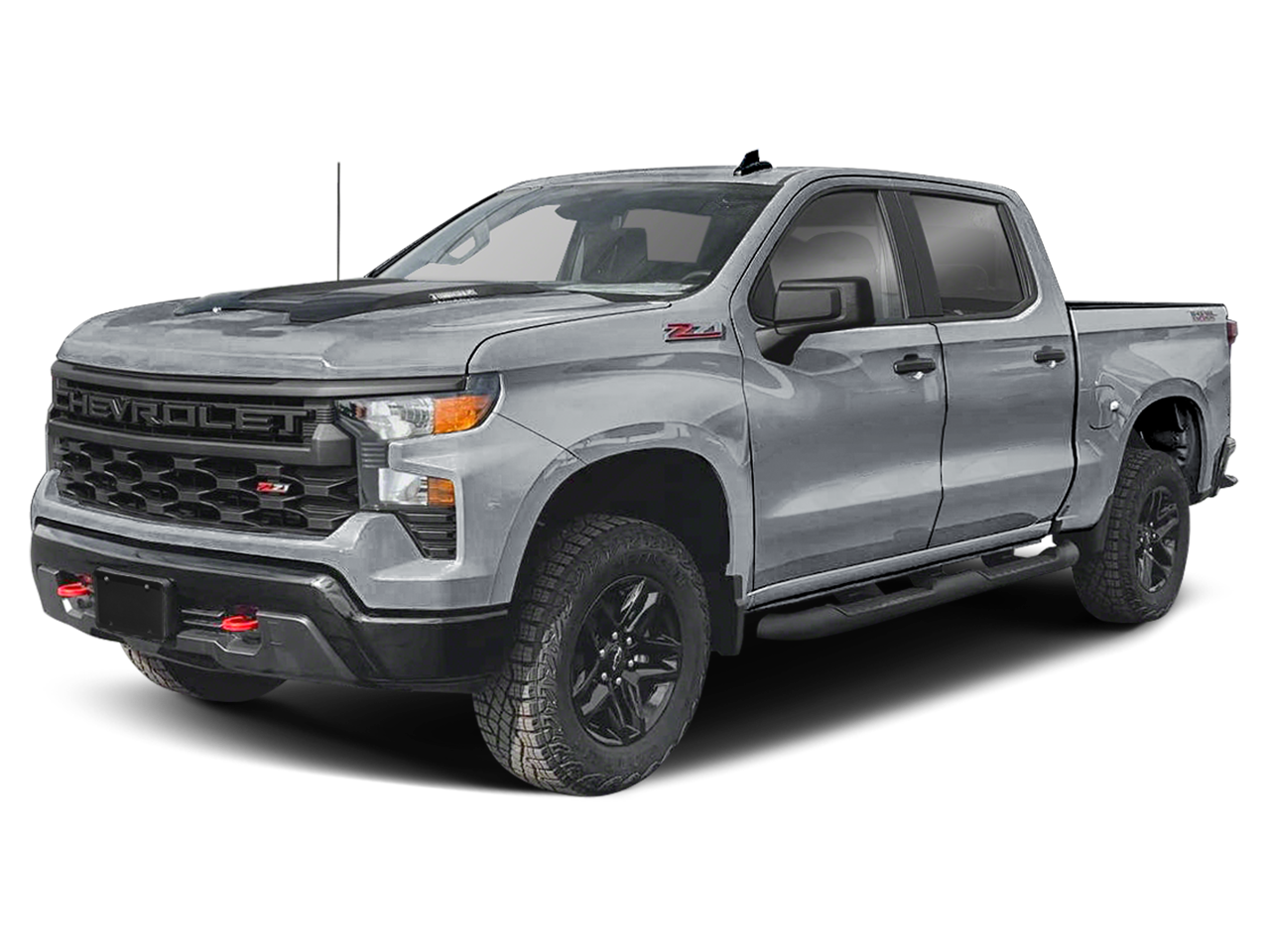 2025 Chevrolet Silverado 1500 Custom Trail Boss in Black — front three-quarter view