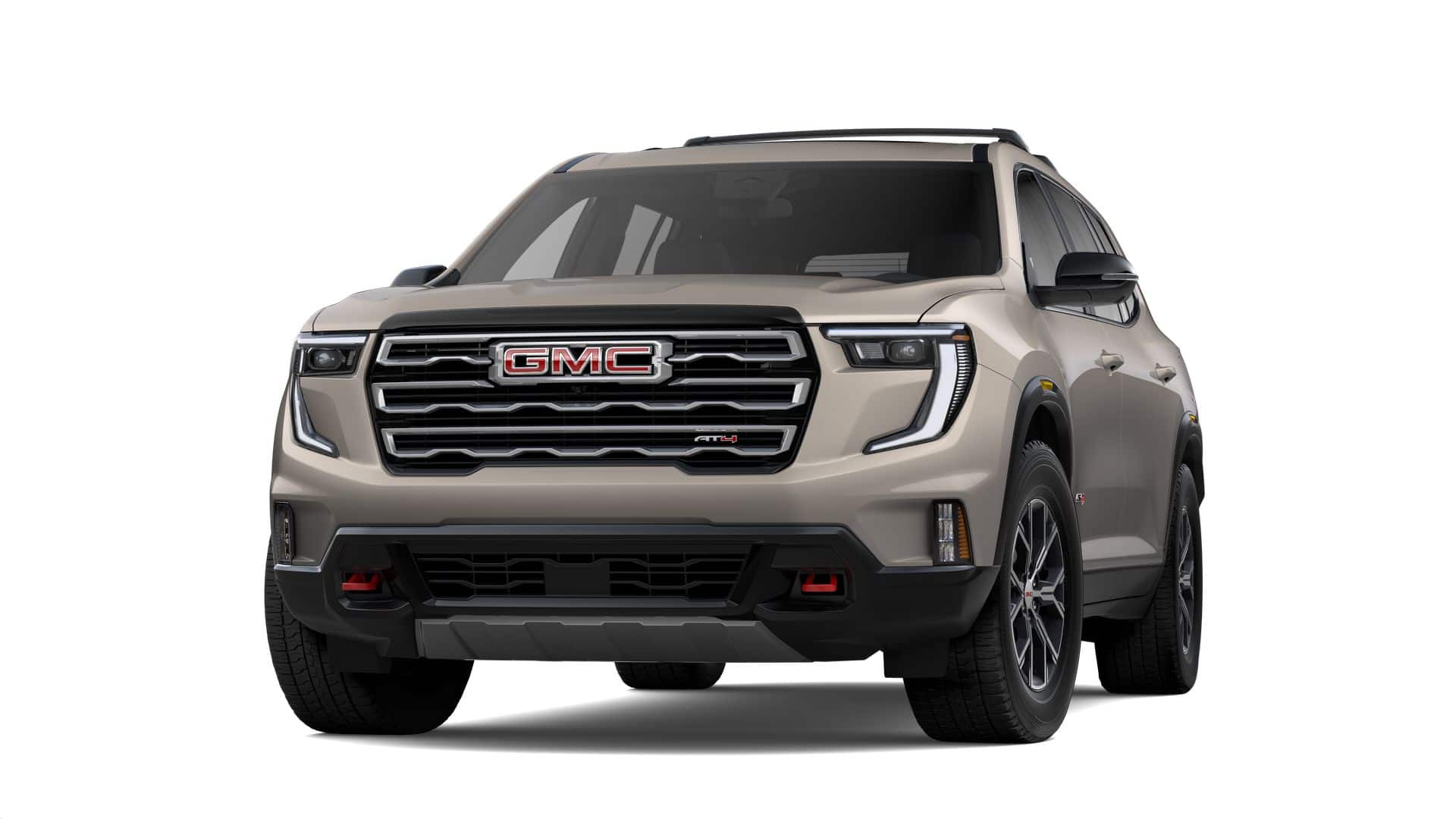 2026 GMC Acadia AT4 in Riverstone Metallic — front three-quarter view