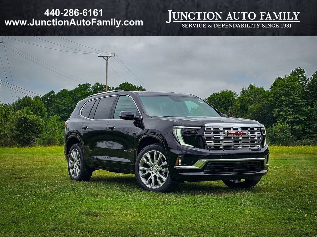 2026 GMC Acadia Denali in Ebony Twilight Metallic — front three-quarter view