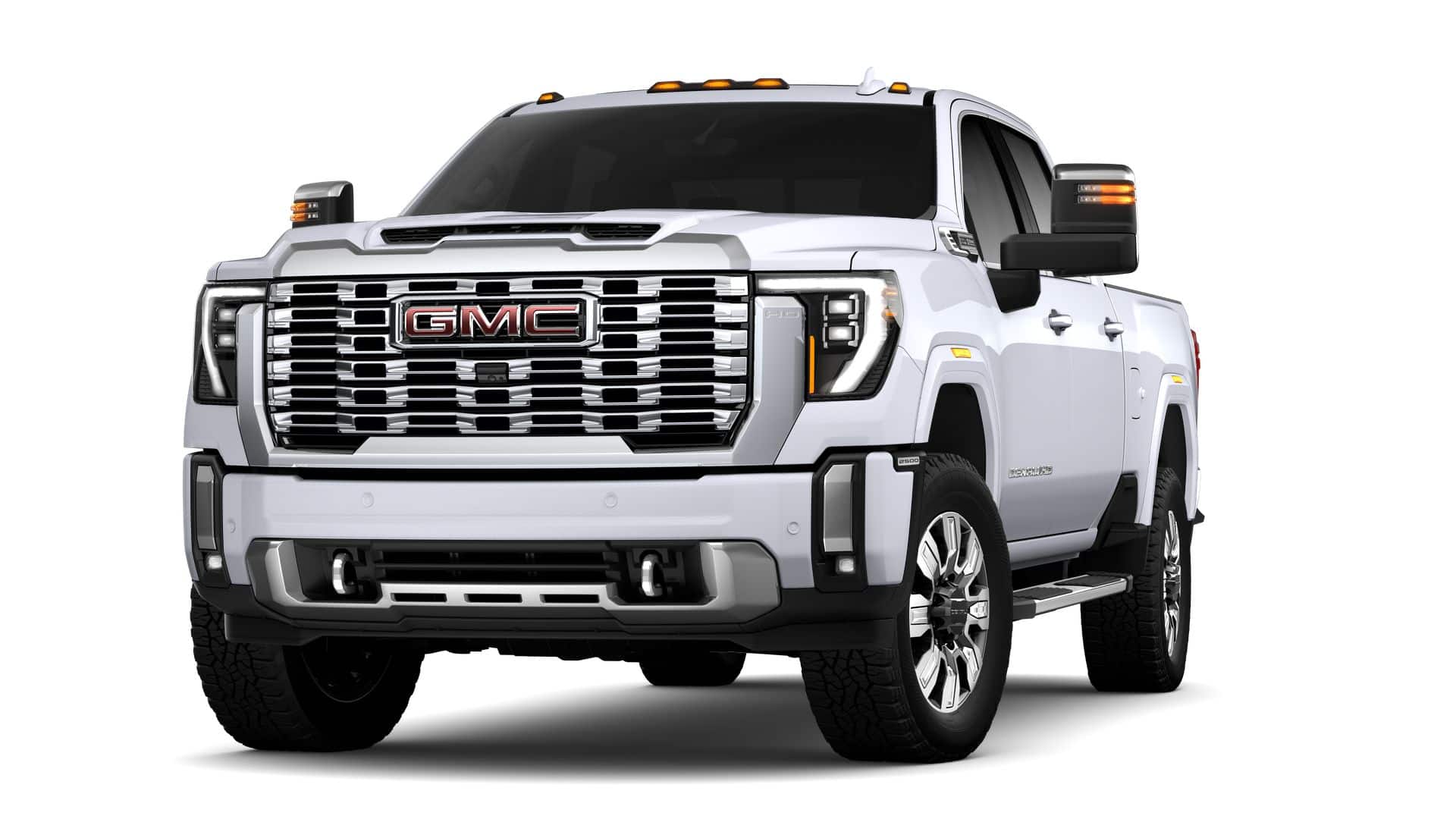 2026 GMC Sierra 2500 HD Denali in Glacier White Tricoat — front three-quarter view
