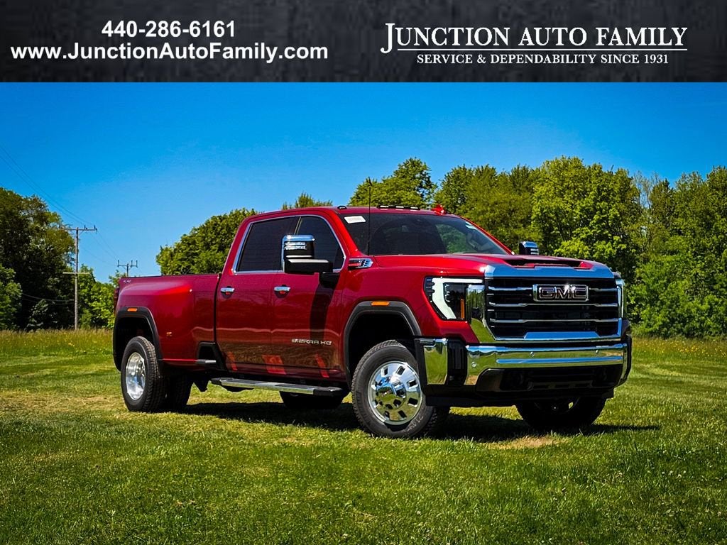 2026 GMC Sierra 3500 HD SLT DRW in Volcanic Red Tintcoat — front three-quarter view