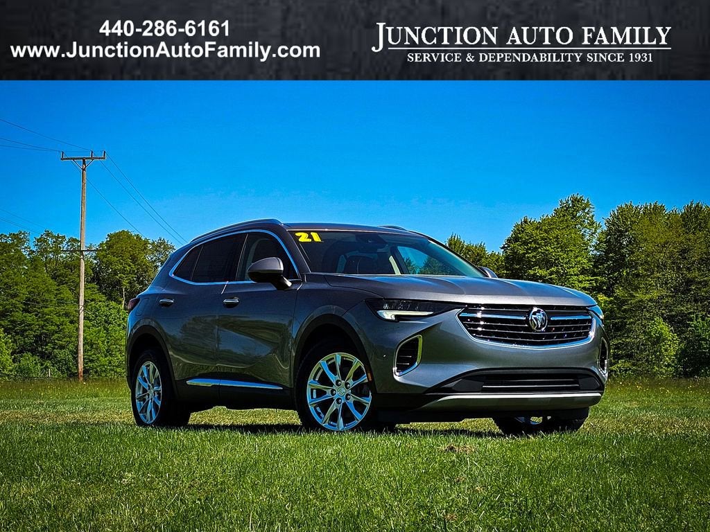 2021 Buick Envision Preferred in Satin Steel Metallic — front three-quarter view
