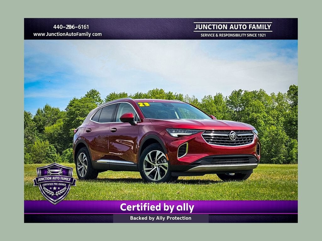 2023 Buick Envision Essence in Cinnabar Metallic — front three-quarter view