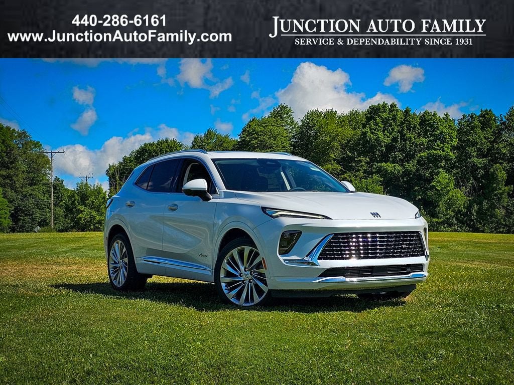 2026 Buick Envision Avenir in Iridescent White Tricoat — front three-quarter view