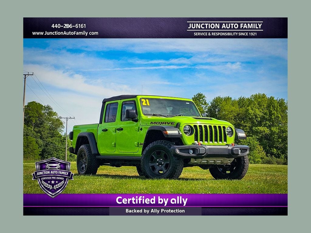 2021 Jeep Gladiator Mojave 4x4 in Limited Edition Gecko Clearcoat — front three-quarter view