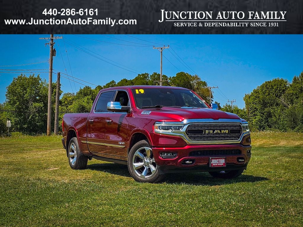2019 RAM 1500 Limited Crew Cab 4x4 6'4' Box in Delmonico Red Pearlcoat — front three-quarter view