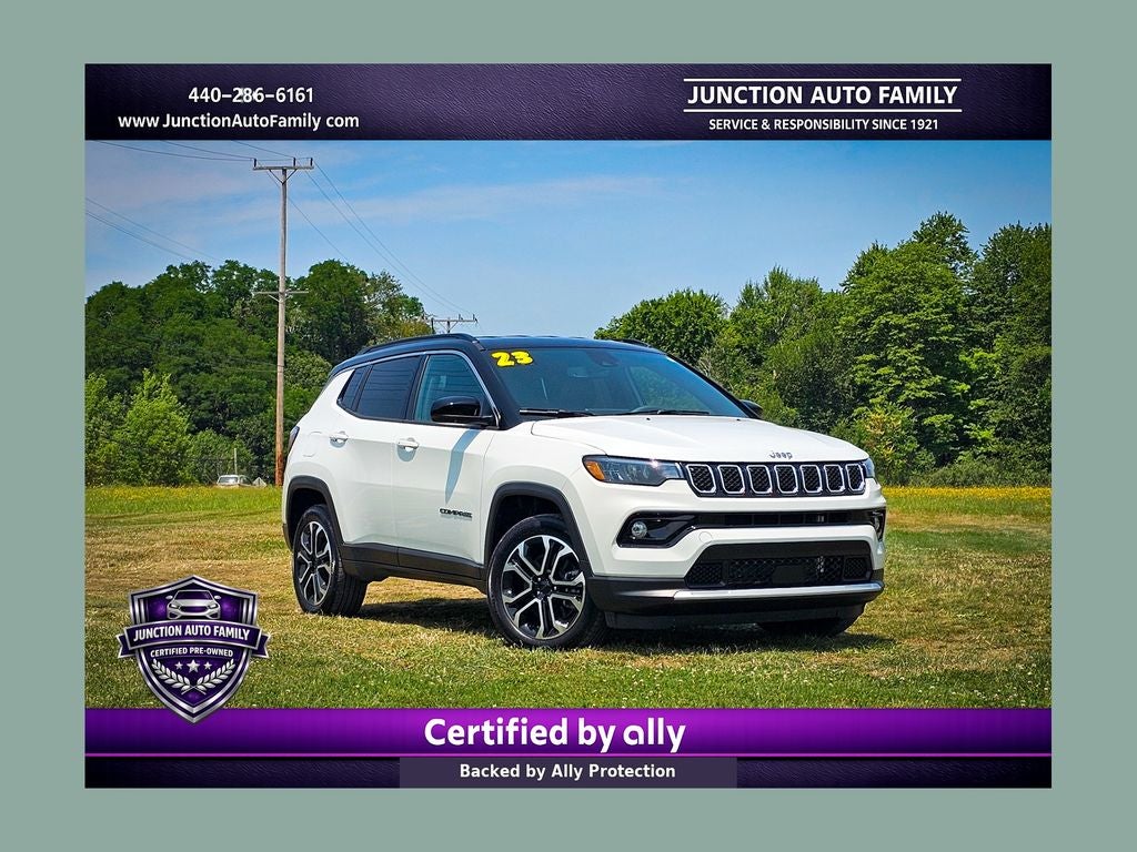 2023 Jeep Compass Limited 4x4 in Bright White Clearcoat — front three-quarter view