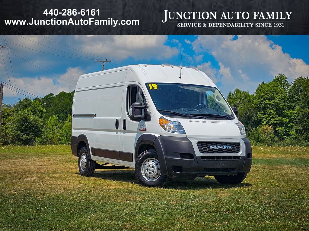 2019 RAM ProMaster 1500 Cargo Van High Roof 136' WB in Bright White Clearcoat — front three-quarter view