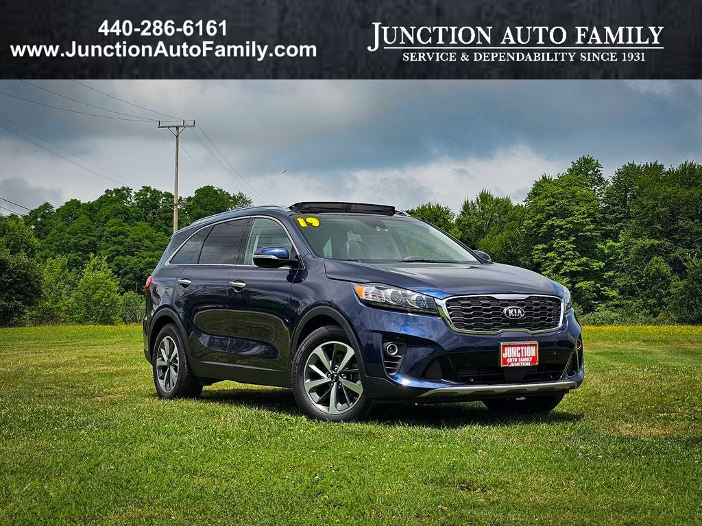 2019 Kia Sorento 3.3L EX in Blaze Blue — front three-quarter view