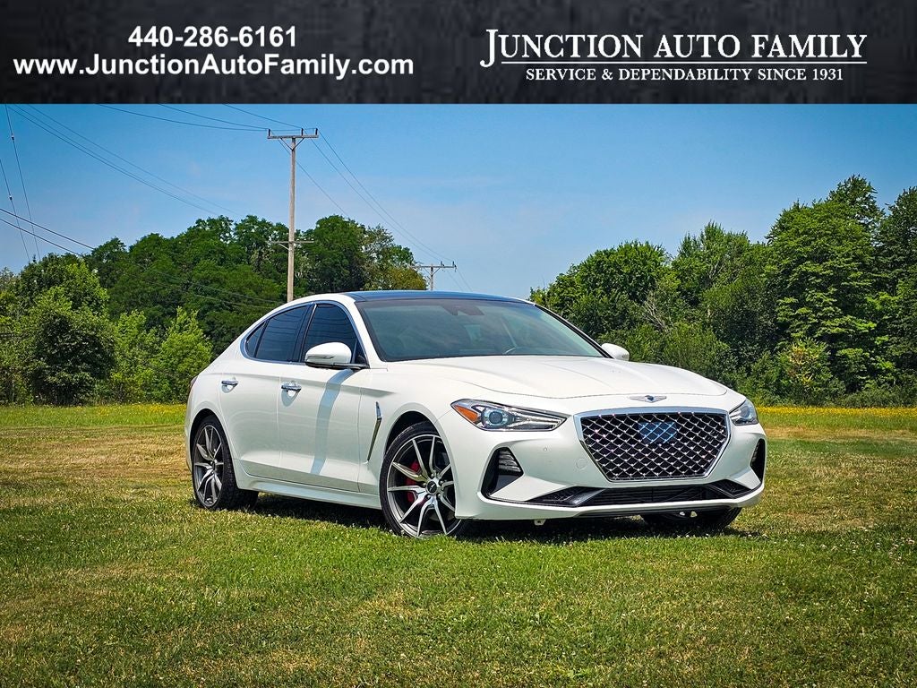 2020 Genesis G70 3.3T AWD in Uyuni White — front three-quarter view