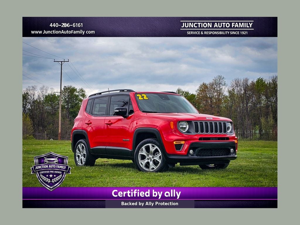 2022 Jeep Renegade Limited 4x4 in Colorado Red Clearcoat — front three-quarter view
