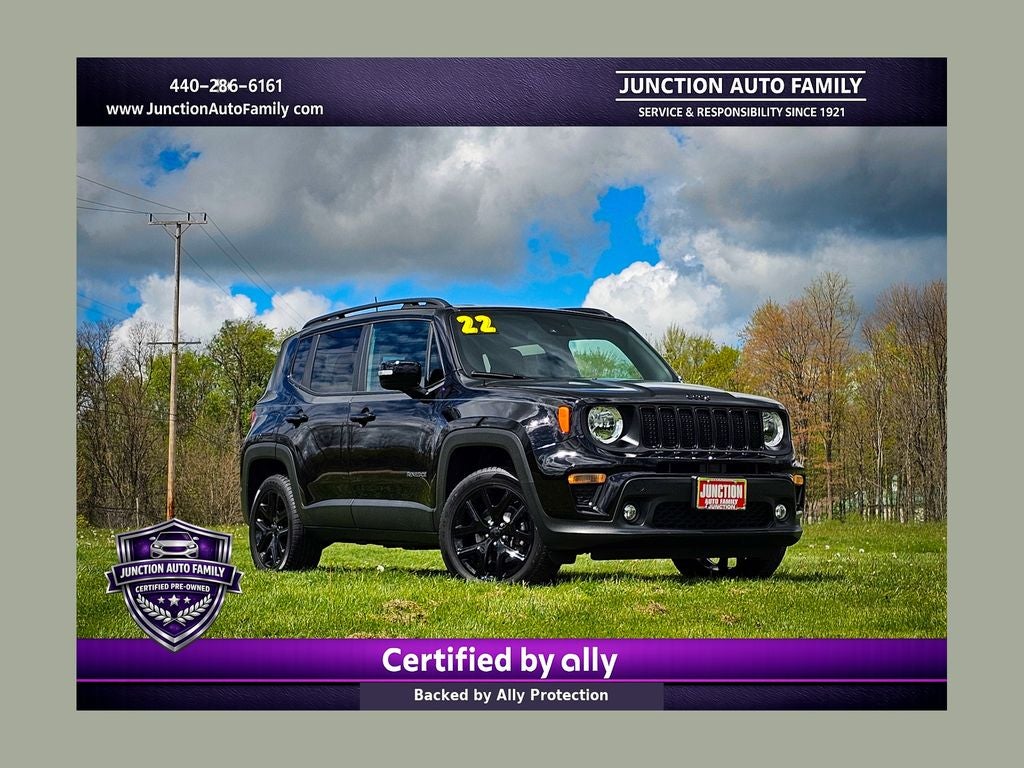 2022 Jeep Renegade Altitude 4x4 in Black Clearcoat — front three-quarter view